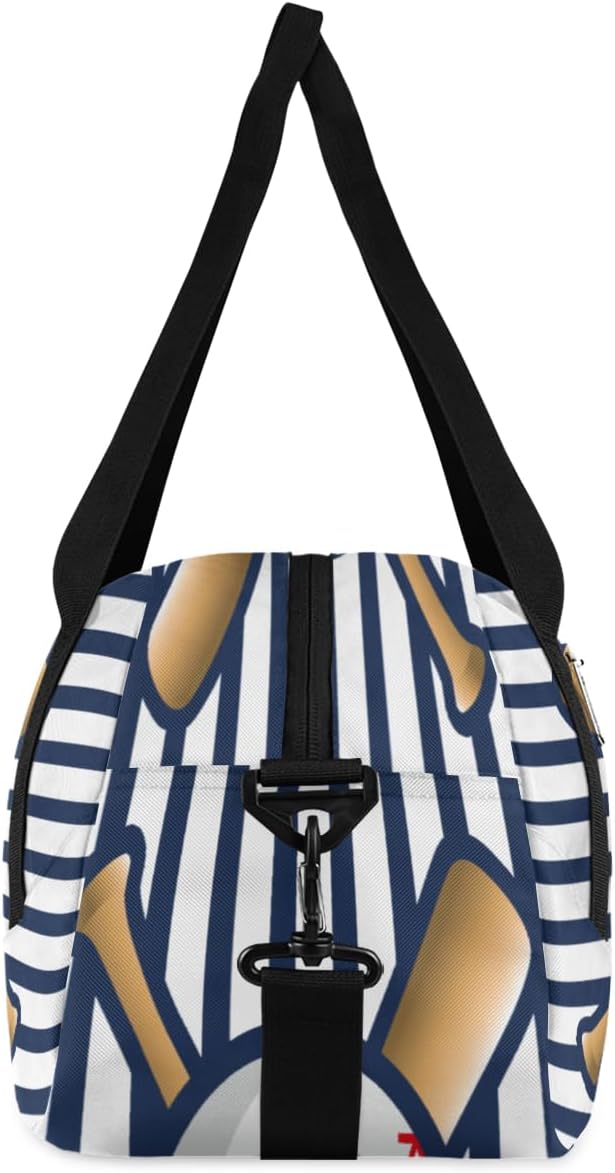Sport Baseball Custom Name Kids Overnight Duffel Bags Boys Blue Stripe Personalized Sport Gym Bag Customized Duffel Bag for Travel Weekender Practice Gymnastics