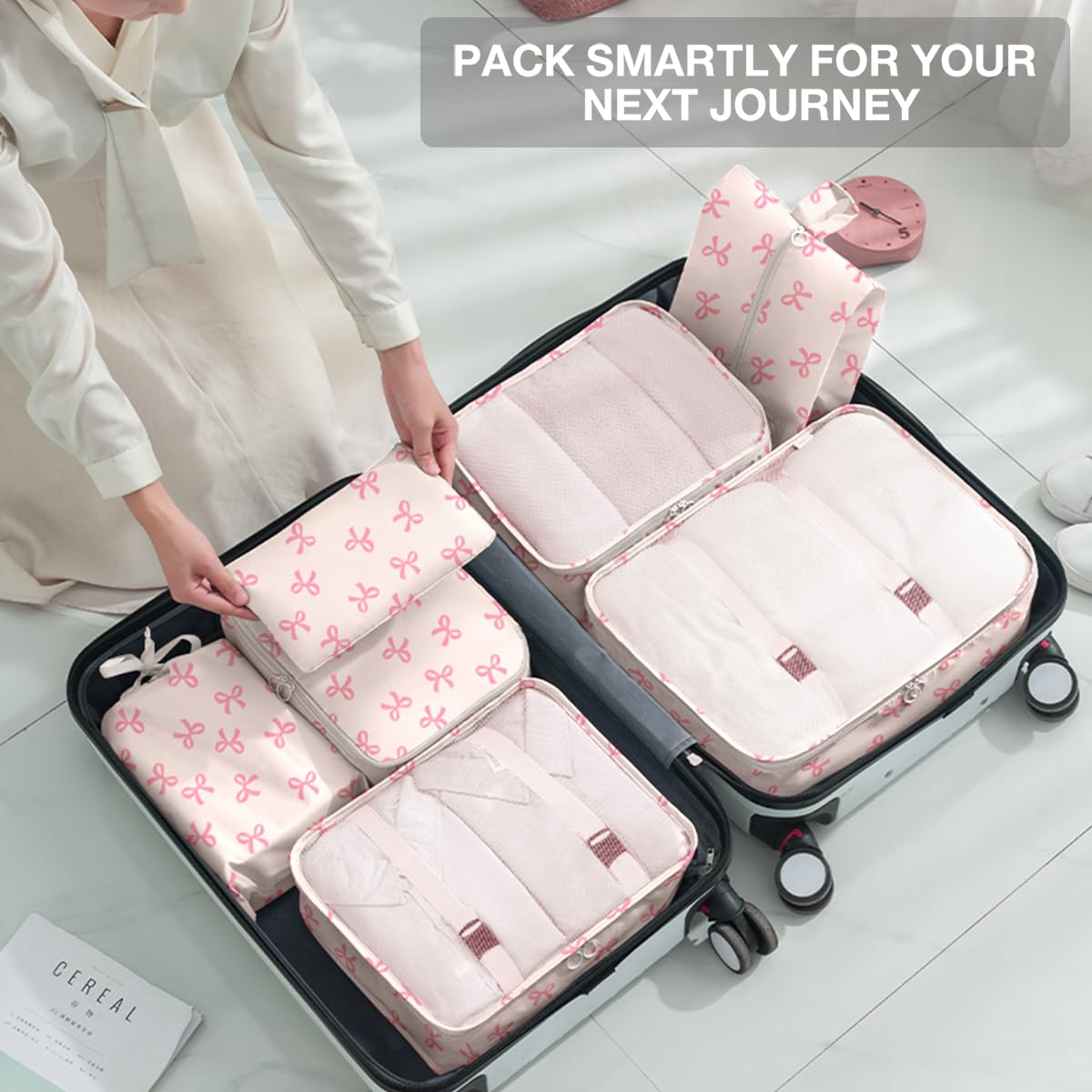 8 Set Packing Cubes for Suitcases,Suitcase Organizer with Shoe,Cosmetics,Clothing, and Accessories