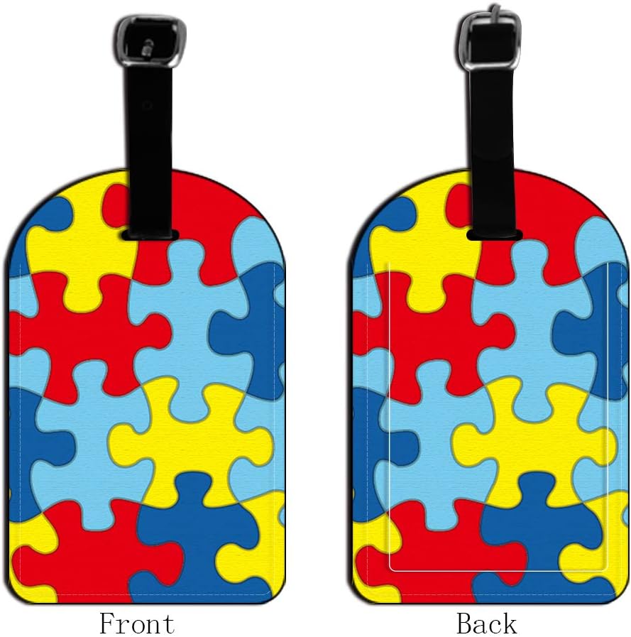 Autism Awareness Diversity Puzzle Pieces Luggage ID Tag Cards Suitcase Luggage Tag Travel Accessories Baggage Name Tag - 1 pack