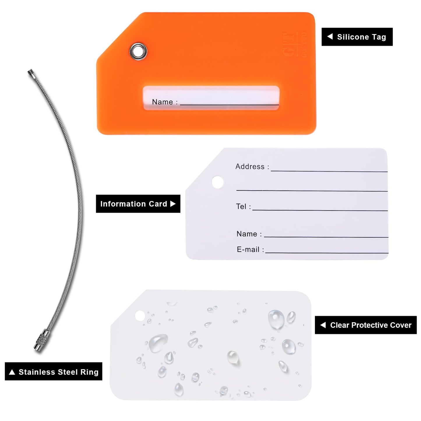 Gostwo 8 Pack Silicone Luggage Tags for Suitcases, Plane Travel Essentials