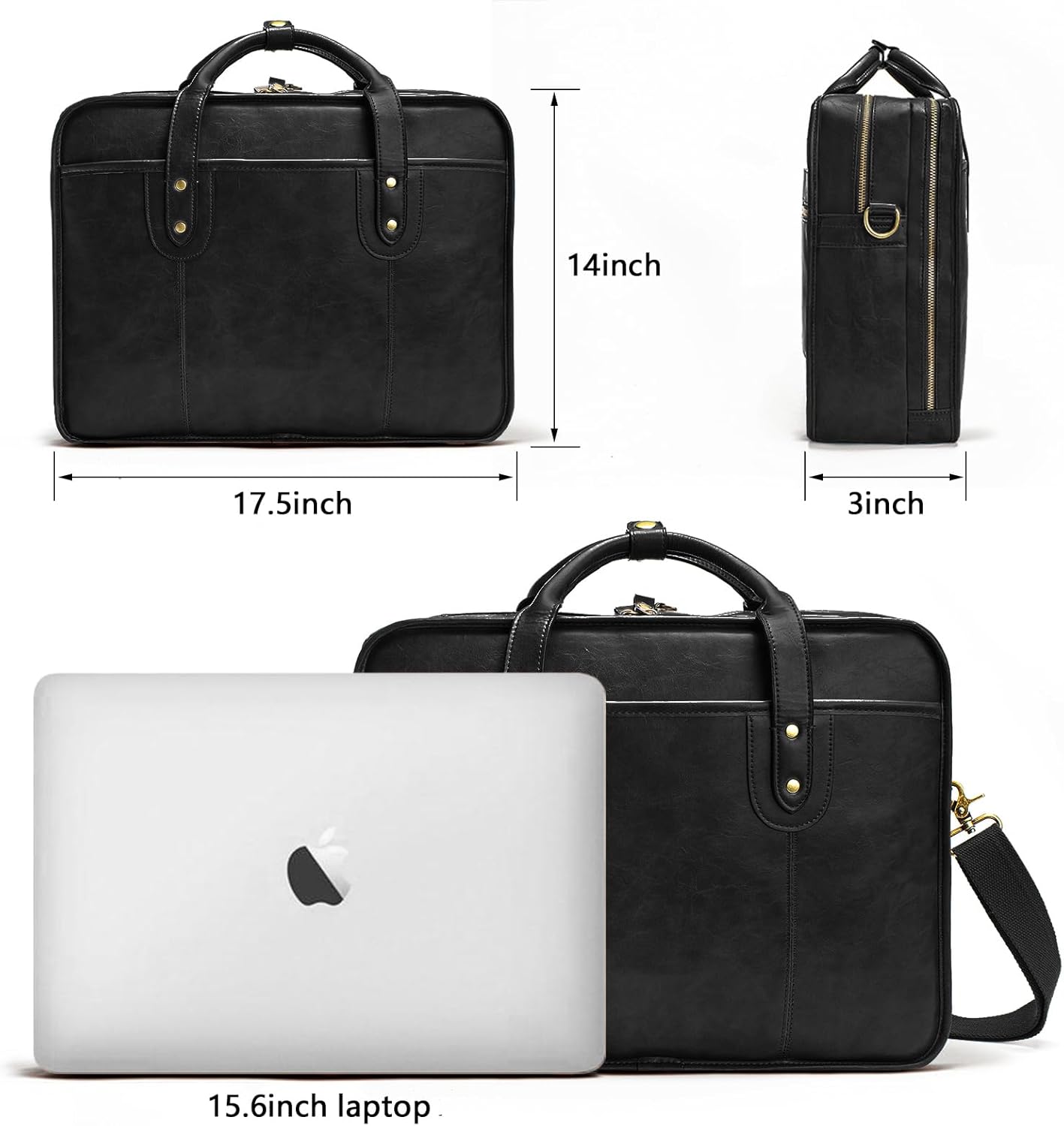 Leather Briefcases for Men 15.6 Inch Business Computer Bag Laptop Bag for Men Water Resistance Travel Messenger Bag