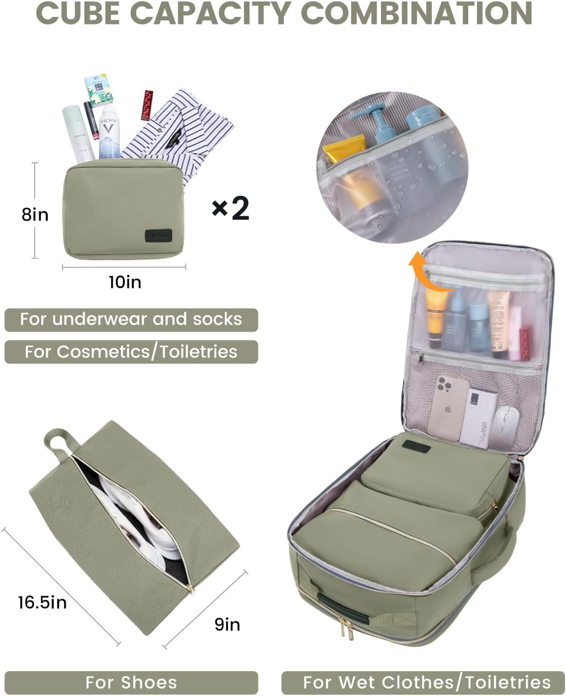 LOVEVOOK 40L Travel Backpack for Women & Men, Airline Approved Carry On Luggage with 3 Packing Cubes, TSA Overnight Bags, Waterproof Personal Item Bag, Weekender Essentials Backpacks fits 17" Laptop