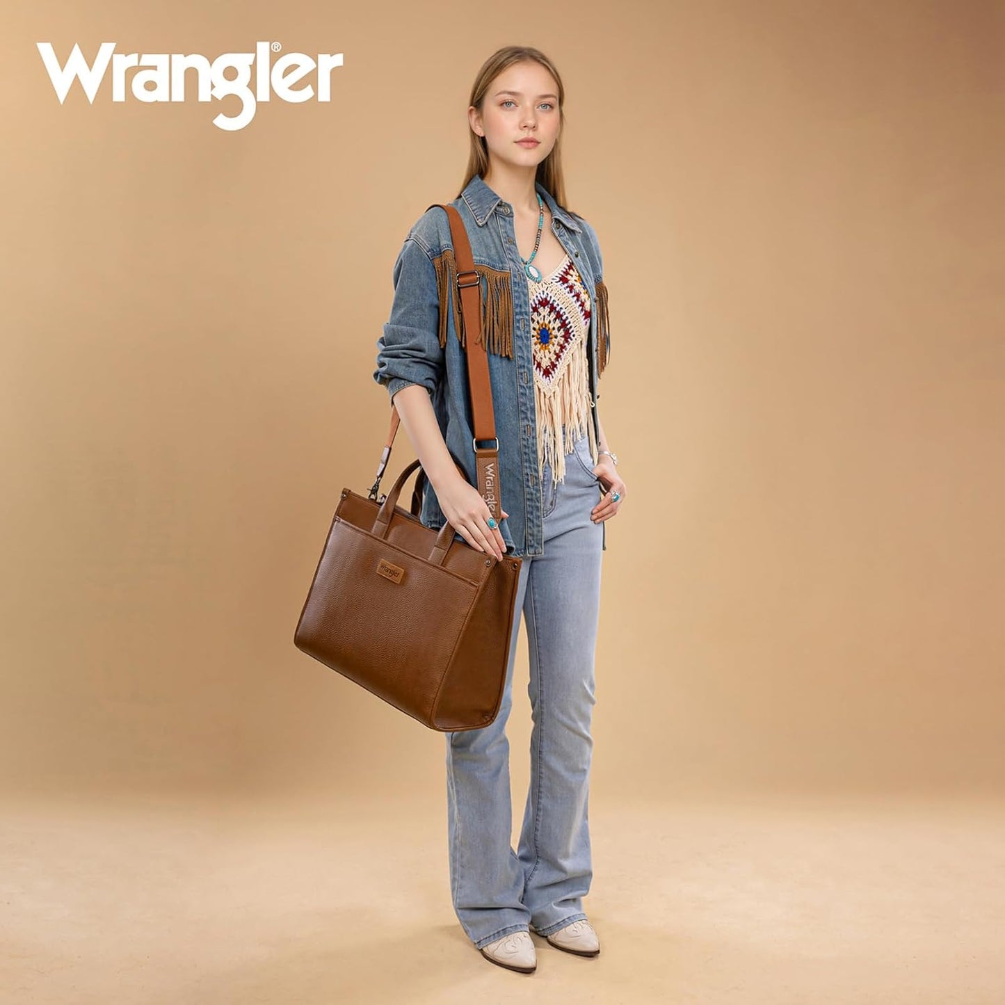 Wrangler Laptop Bag for Women 15.6 Inch Vintage Work Tote Bag for Business Briefcase Handbag with Adjustable Shoulder Strap