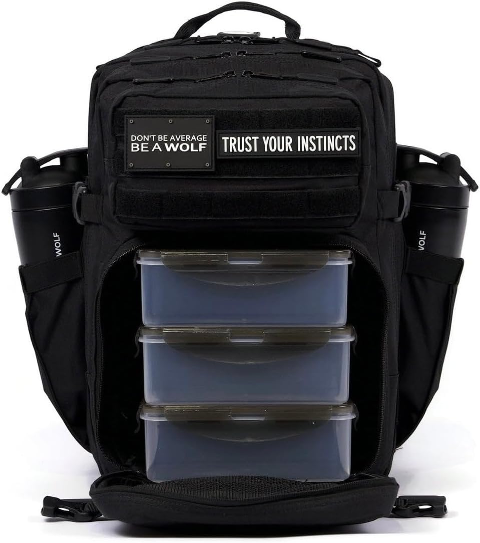 WOLFpak 35L Backpack Meal Prep Management (Alpha Black) Lunch Box, Cooler, Travel, Insulated Bag, Daypack