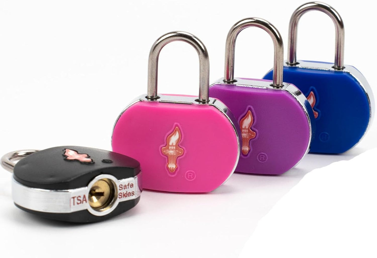4 Pack Luggage Lock TSA Approved Locks with Key, TSA Approved Travel Lock,Suitcase Lock TSA Approved Chrome Plated Ring Body for Backpacks, Bags and Luggage, 4 Pack Family Set