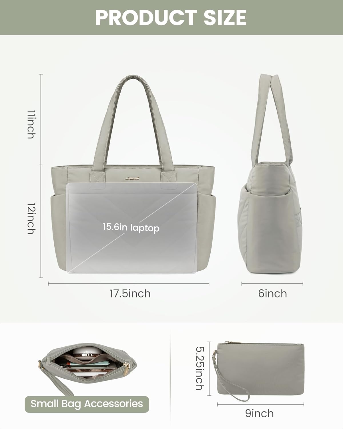 LOVEVOOK Tote Bag for Women, Puffer Work Travel Handbag with Zipper for Teacher Nurse, Quilted Cute Laptop Shoulder Gym Bag
