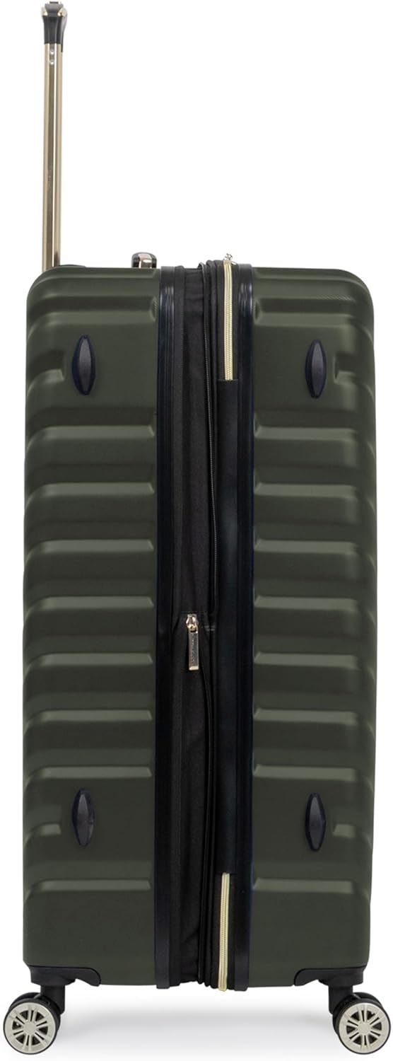 Kenneth Cole REACTION Women's Madison Square Hardside Chevron Expandable Luggage, Olive, 2-Piece Set (20" & 28")