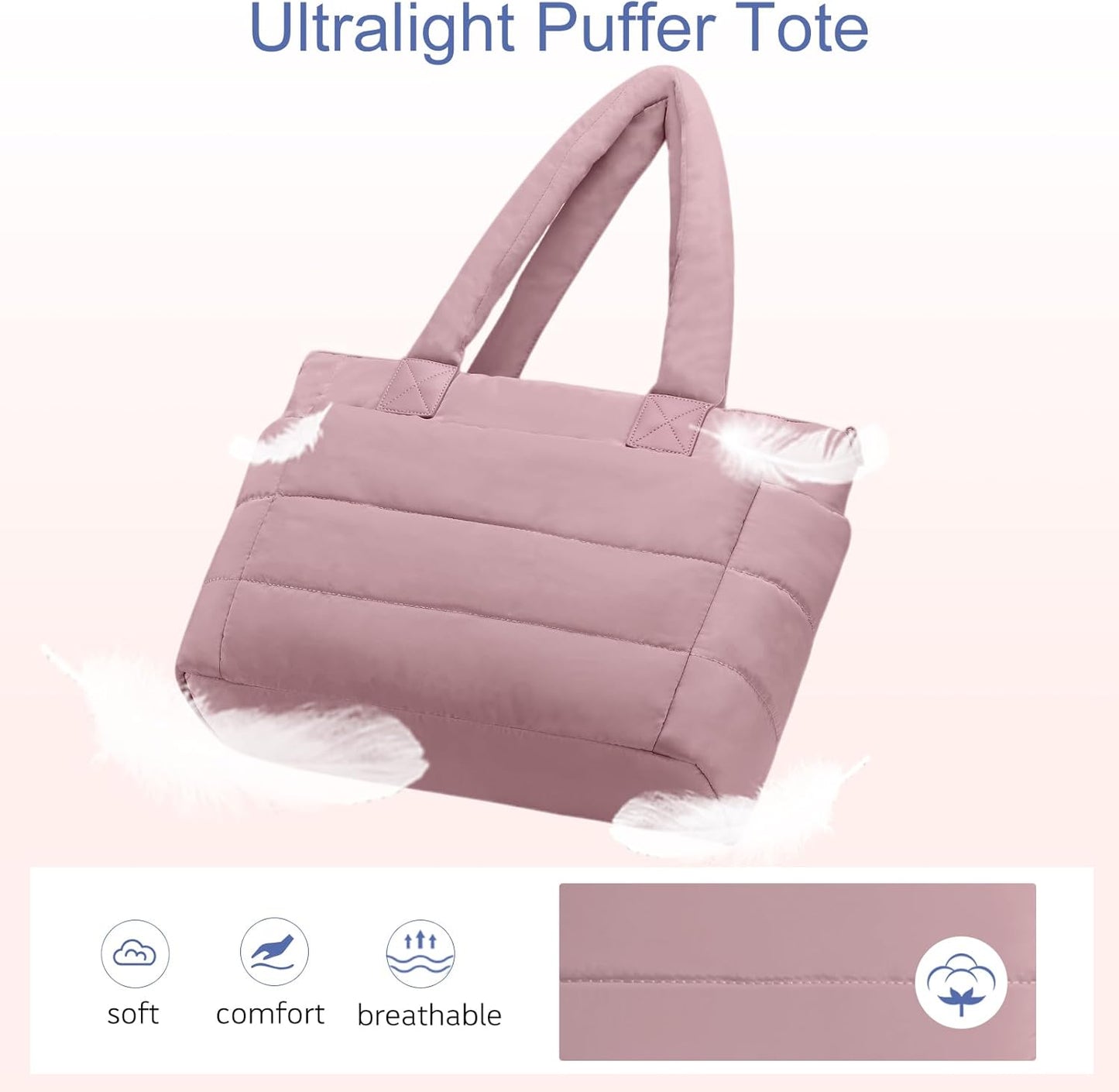 Tote Bag for Women Puffer Tote Bag Large Nurse Bags Shoulder Handbag with Zipper for Work Travel