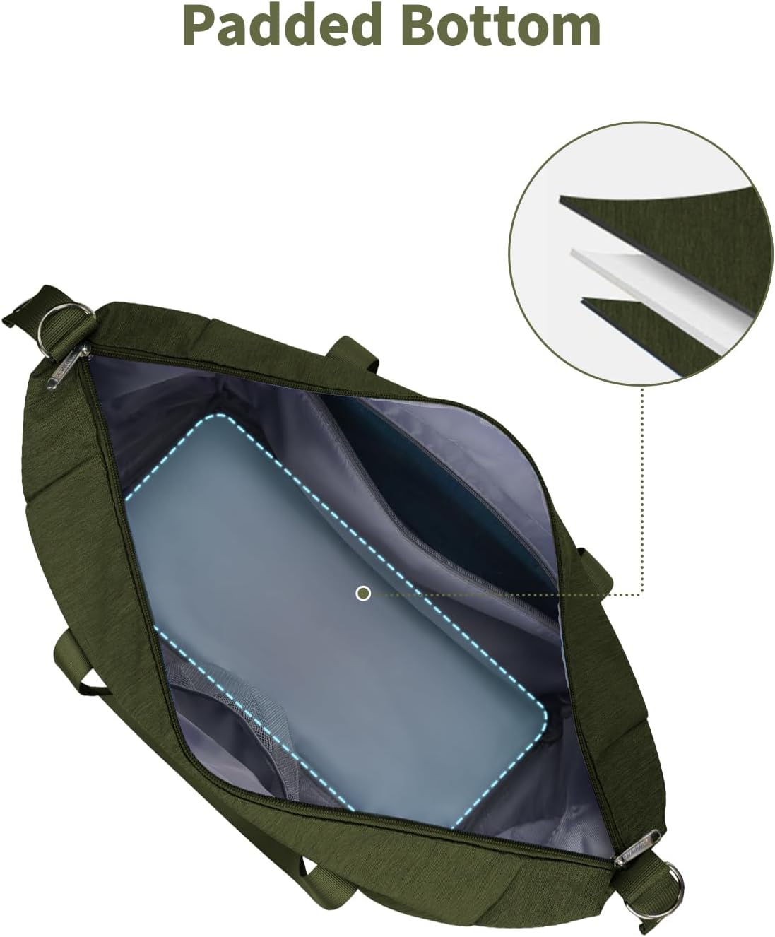 Narwey For Spirit Airlines Personal Item Bag 18x14x8 Travel Duffel Bag Carry on Bag Underseat for Airplane with Wet Pocket Small Gym Bag Weekender Overnight for Women and Men (Army Green)