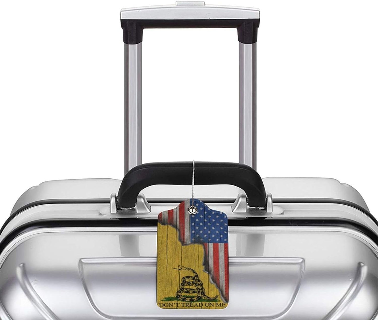 2 Pack Luggage Tags for Suitcase, Privacy Cover ID Label with Stainless Steel and Address Card for Travel Bag Backpack Cruise Ship Essentials Tag Women Men - Don't Tread On Me American Flag