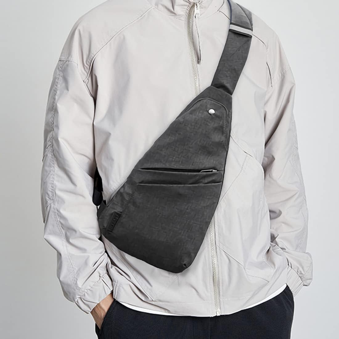Seoky Rop Slim Sling Bag Small Ultra Thin Water Resistance Crossbody Chest Shoulder Backpack