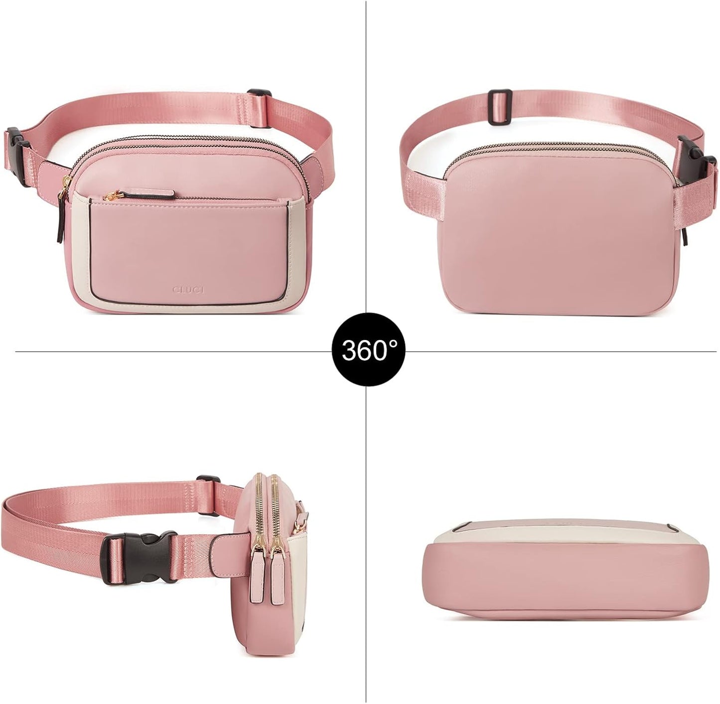 CLUCI Belt Bag for Women, Mini Everywhere Crossbody Waist Bag Adjustable Strap, Vegan Leather Women's Fanny Pack