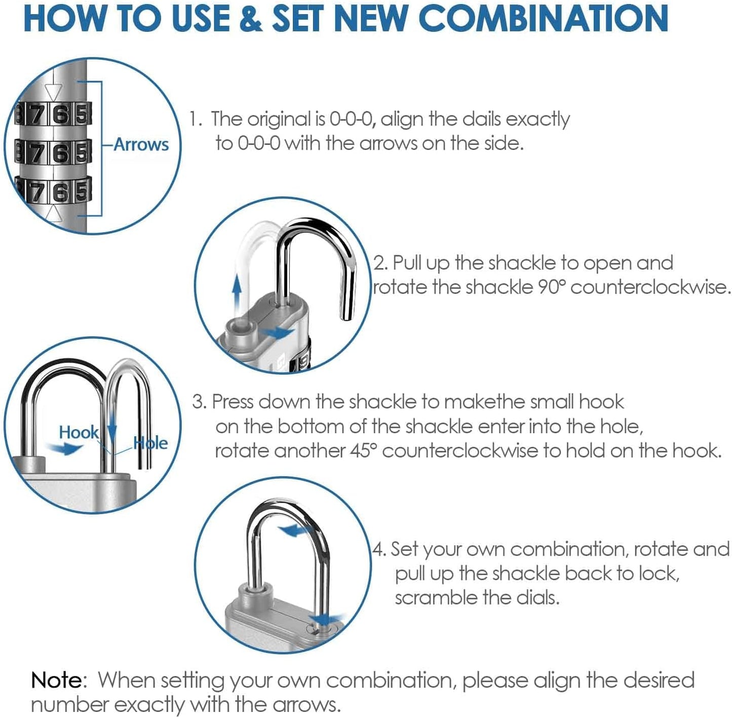 GIVERARE 8 Pack Combination Lock, 3-Digit Padlock Keyless, Resettable Luggage Locks for Backpack, Gym & School & Employee Locker, Weatherproof Travel Lock for Fence, Backyard Gate, Hasp, Case-Silver