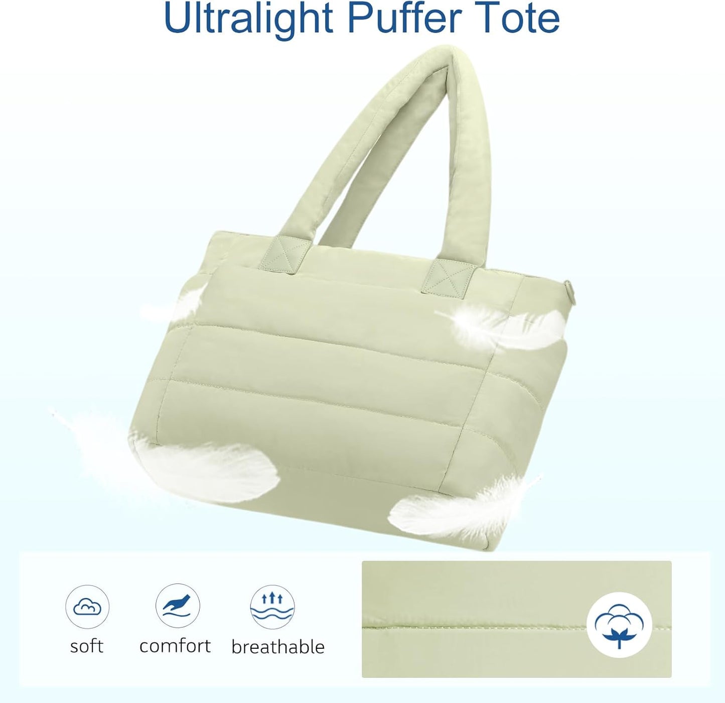 Tote Bag for Women Puffer Tote Bag Large Nurse Bags Shoulder Handbag with Zipper for Work Travel