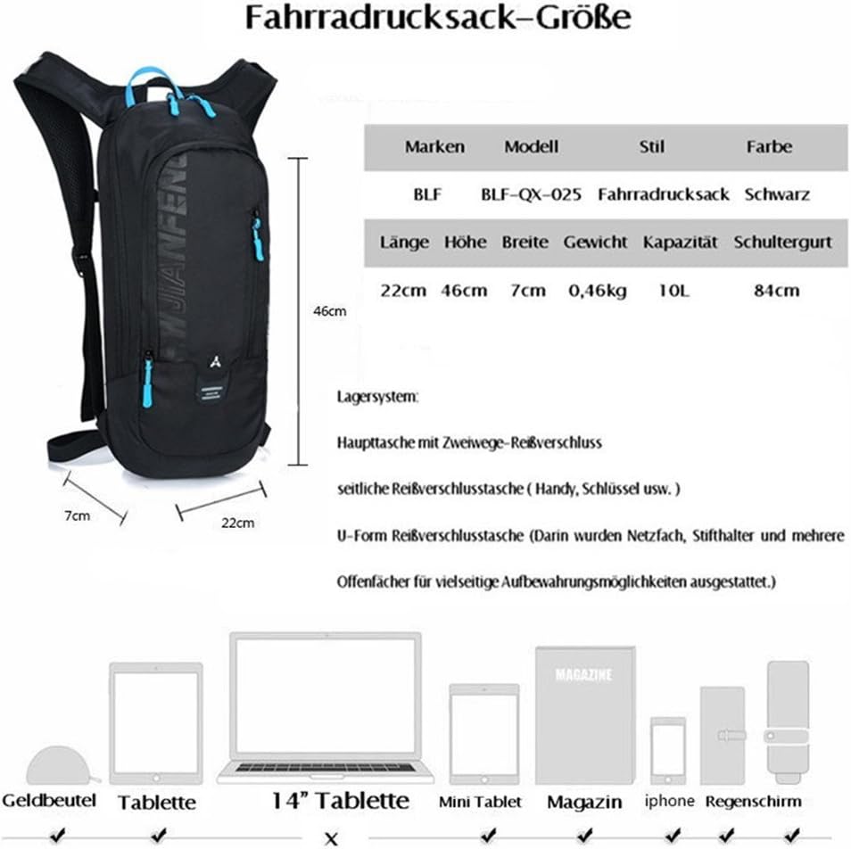 WINDCHASER Cycling Backpack, 10L Bicycle Backpack Waterproof Breathable Bag for Outdoor Travel