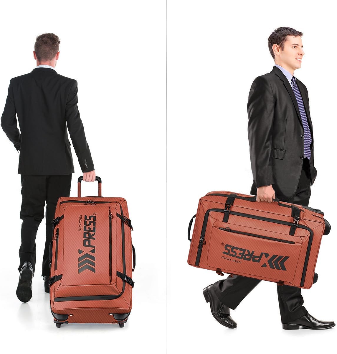 26'' Rolling Duffle Bag with Wheels,Rolling Duffle Bag w/Handle,Carry on Luggage Travel Duffle Bags for Man Women(26,Orange)