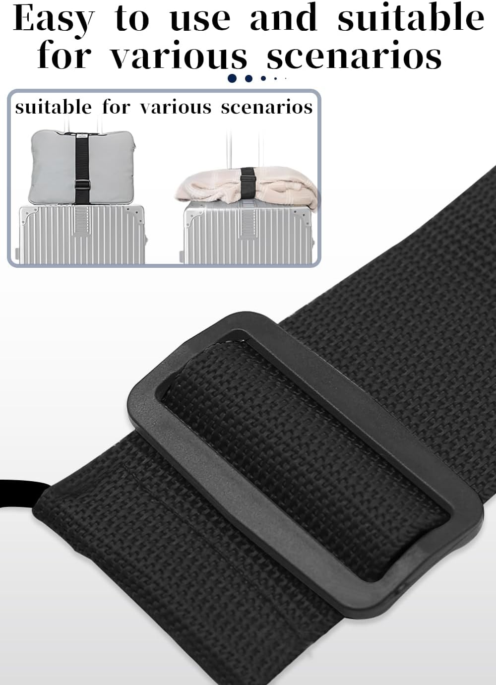 Luggage Straps Bag Bungee Luggage Straps Suitcase Adjustable Belt,Add a Bag Easy to Travel Suitcase Elastic Strap Belt Luggage Accessories(Black)