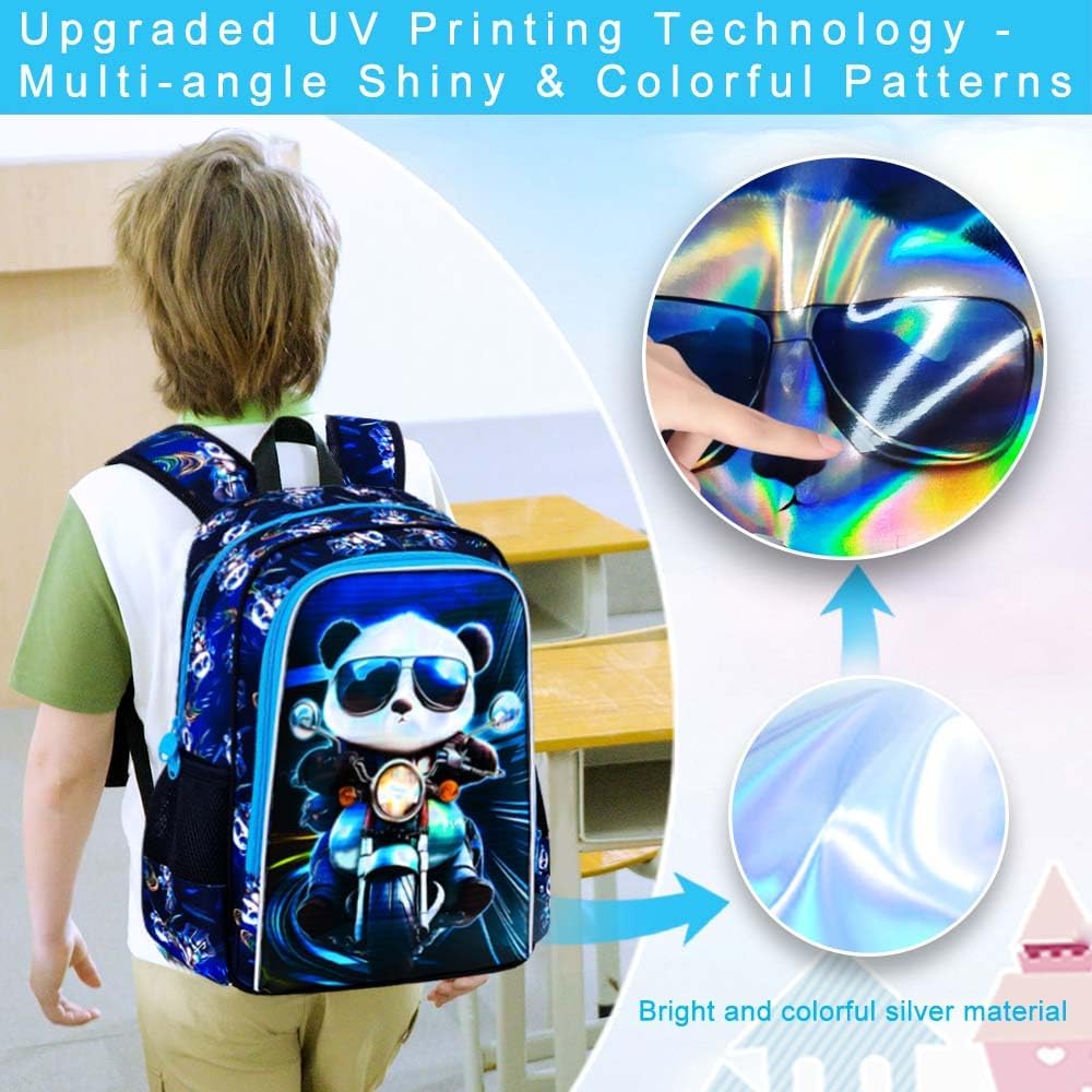 3PCS Dinosaur Backpack for Boys, 16 Inch Kids Water Resistant Preschool Elementary Kindergarten Bookbags and Lunch Box