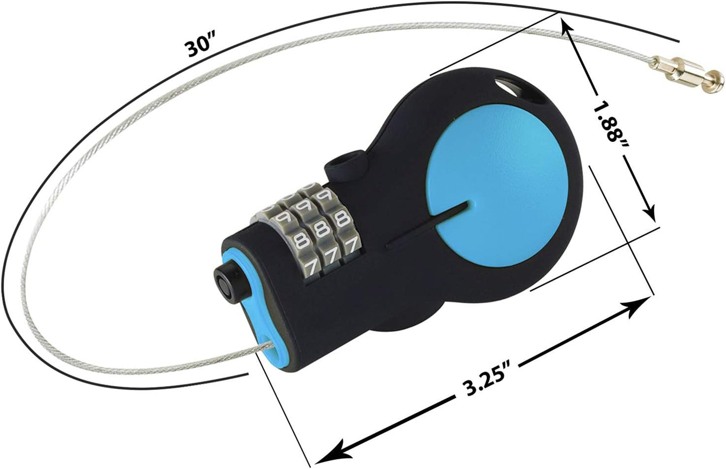 Lewis N. Clark TSA Approved Padlock & Bike Lock for Luggage + Travel, Set Your Combo w/30in Retractable Steel Cable, Blue, One Size