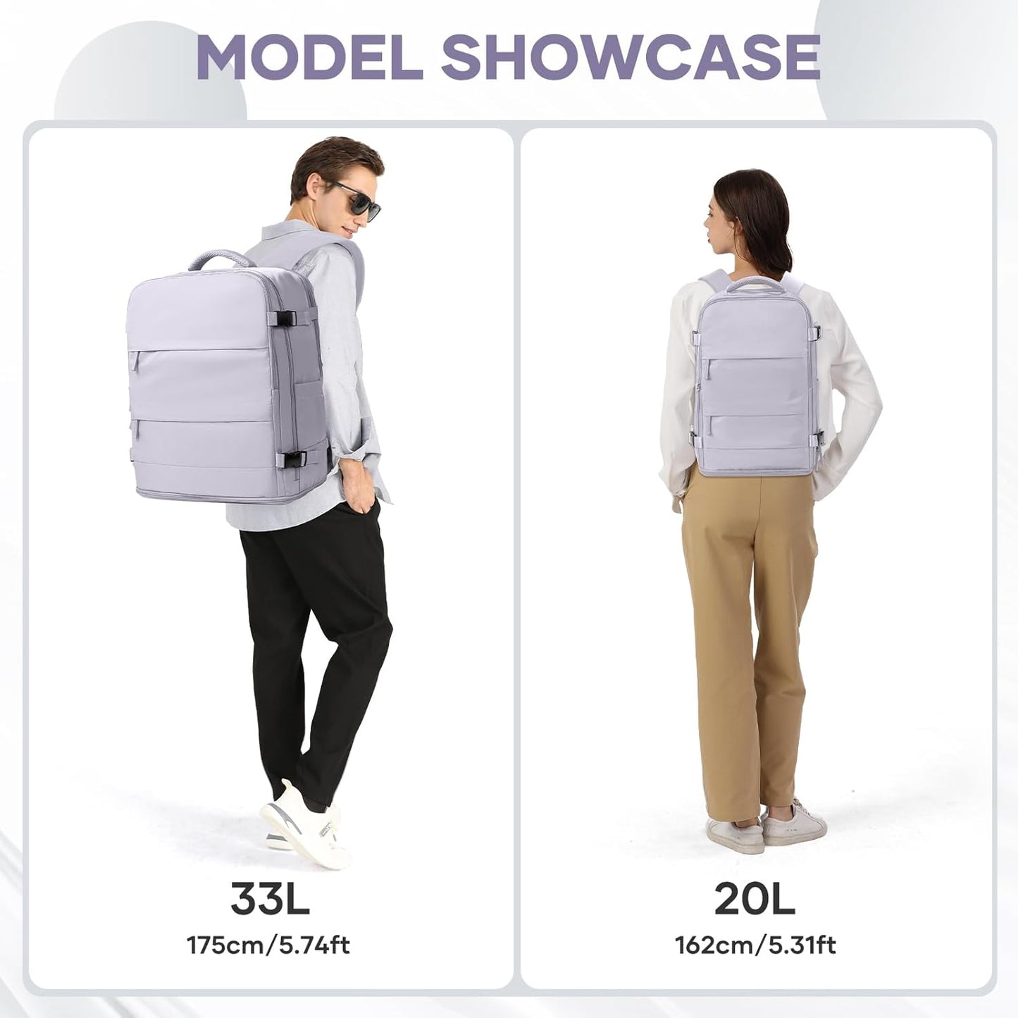 coowoz Large Travel Backpack Carry On for Women Man Gym Backpack with Laptop Compartment Mochila de Viaje Teacher Personal Item Backpacks Rucksack Airplane Accessories Must Haves Purple