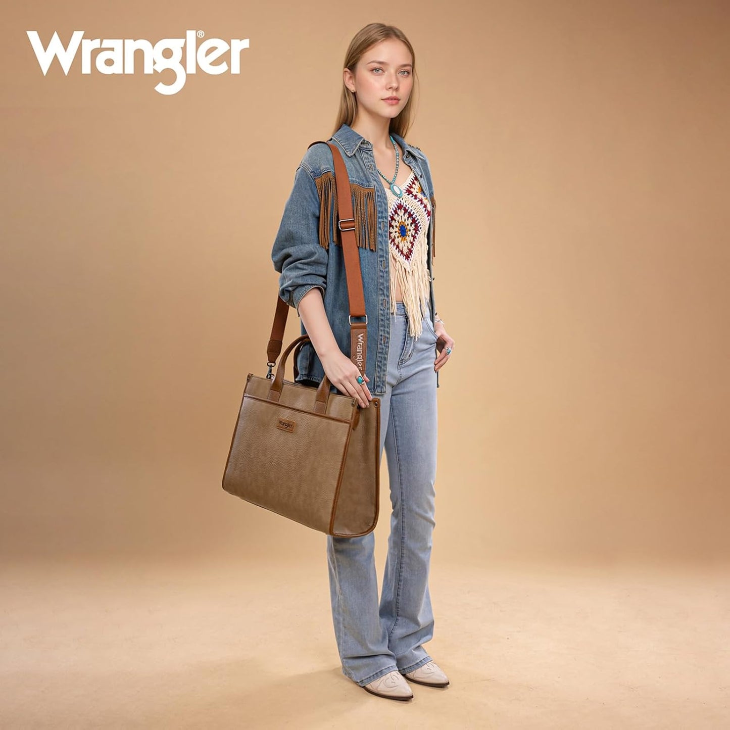 Wrangler Laptop Bag for Women 15.6 Inch Vintage Work Tote Bag for Business Briefcase Handbag with Adjustable Shoulder Strap