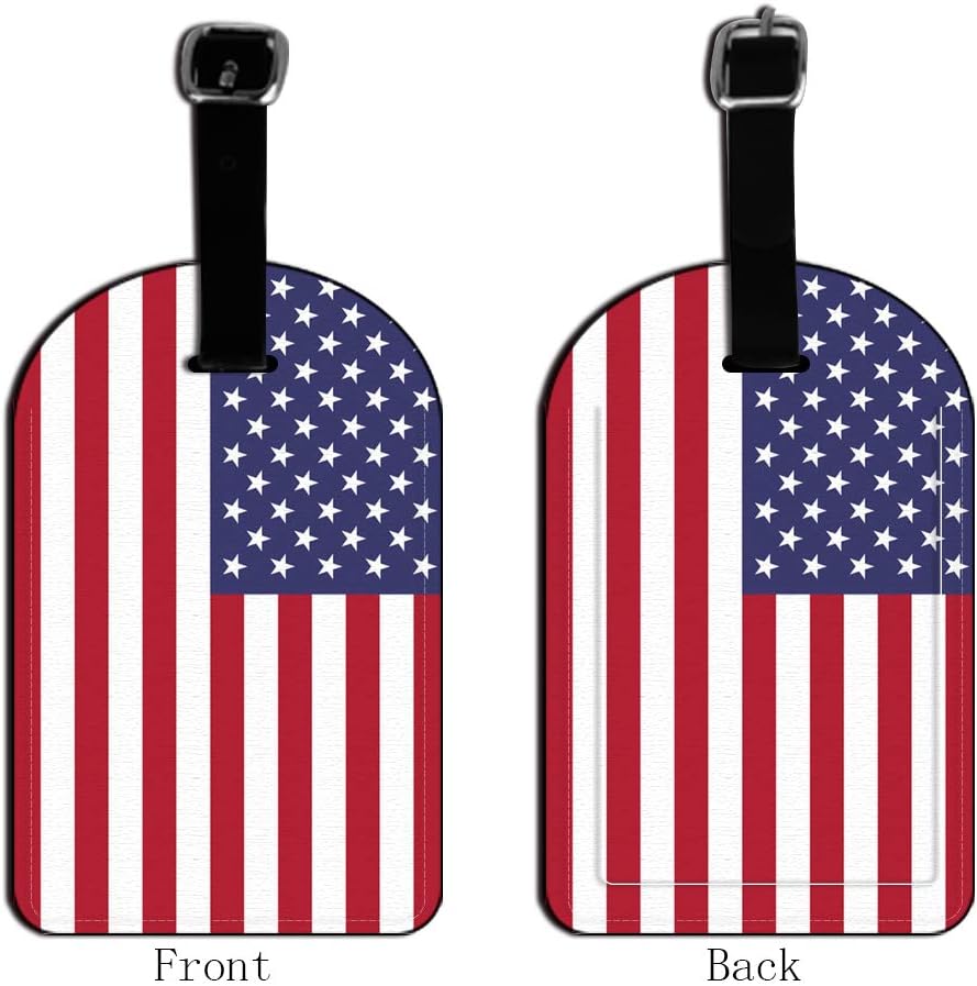 American Flag Luggage Tag Stripe Stars White Red Blue Leather Travel Bag Labels Suitcase Luggage ID Tags