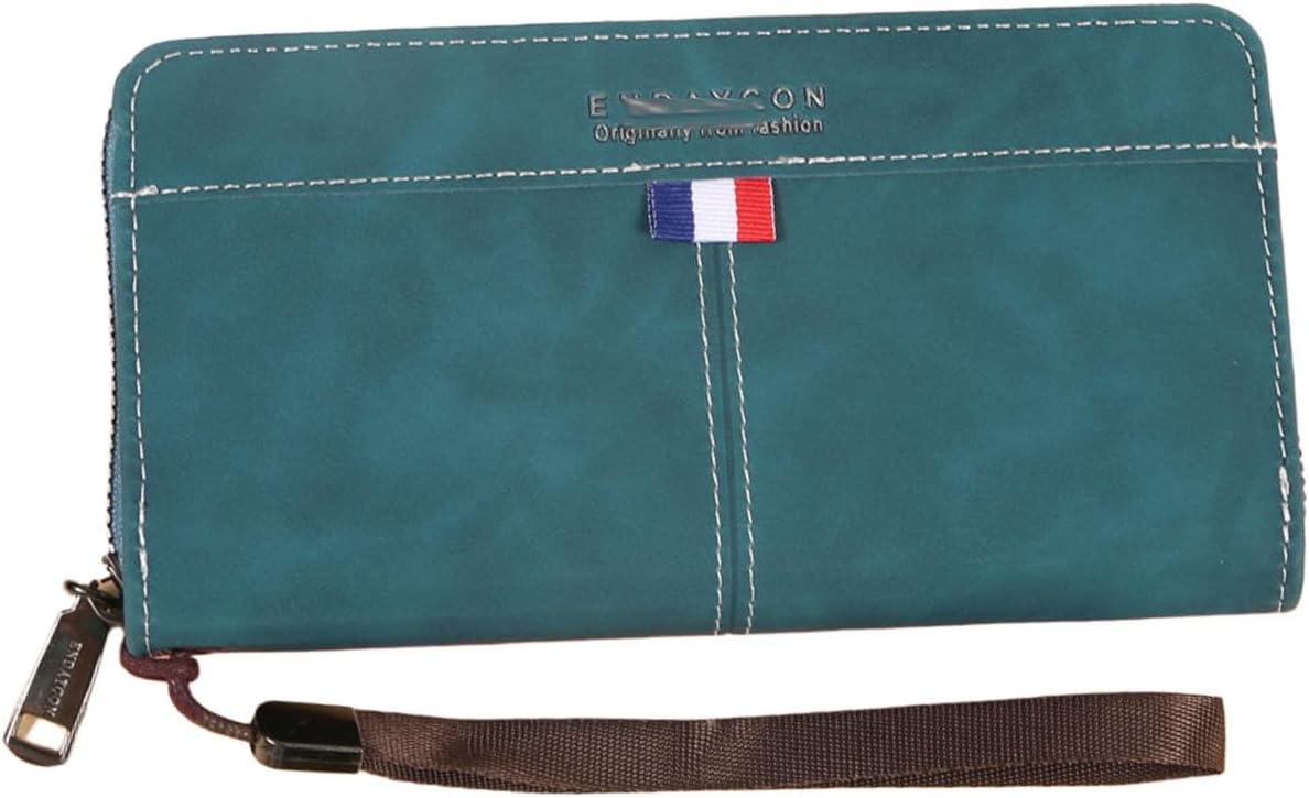 Men's Vintage Leather Wallet - Bifold Wallet for Travel, Minimalist Design with Card Slots & Cash Pocket (Blue,ONE)