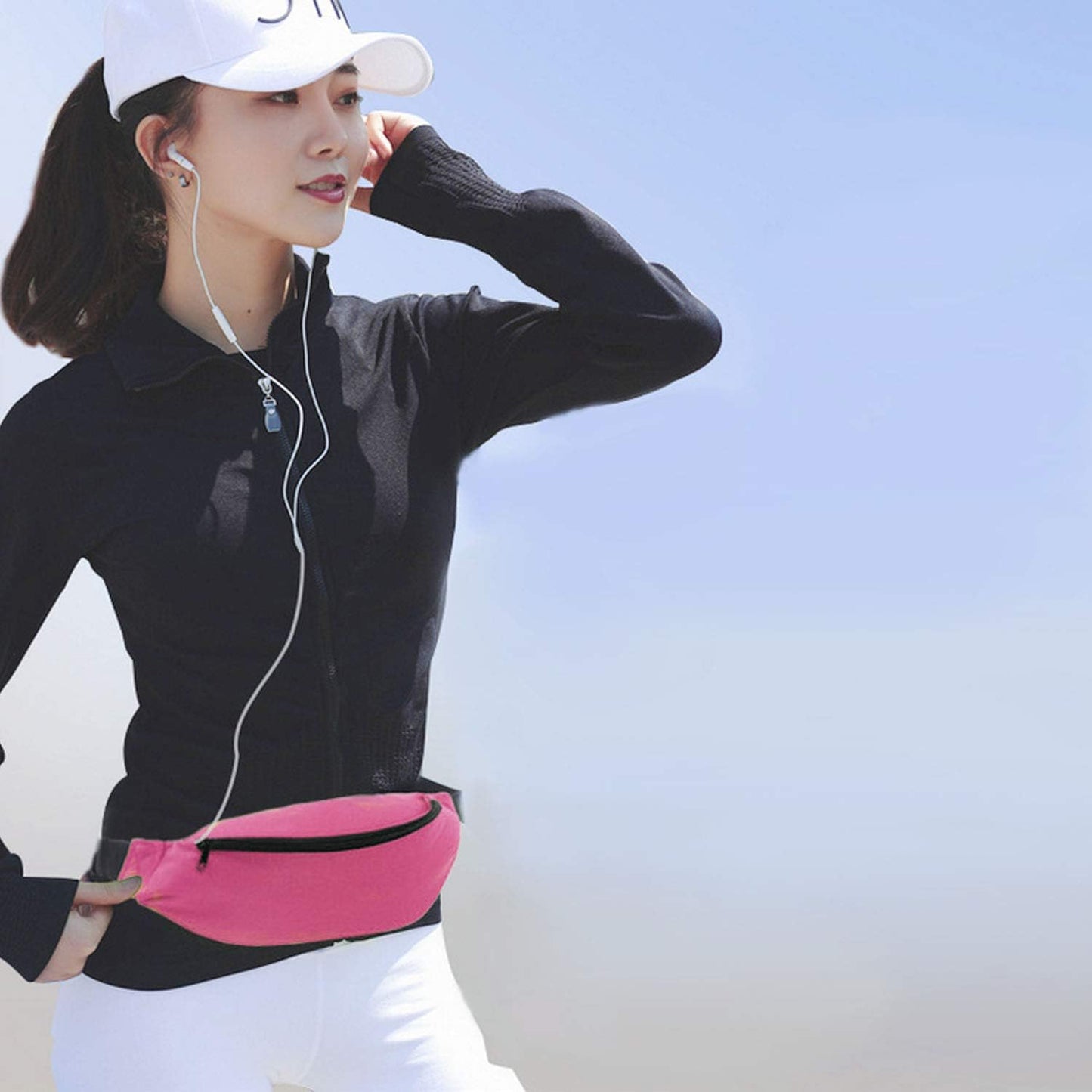 INNOLIFE Unisex Men Women Fashion Sporty Multi-Purpose 2-Zipper Waist Belt Bag Fanny Pack Adjustable Strap for Sport Hiking Traveling Passport Wallet (Pink)