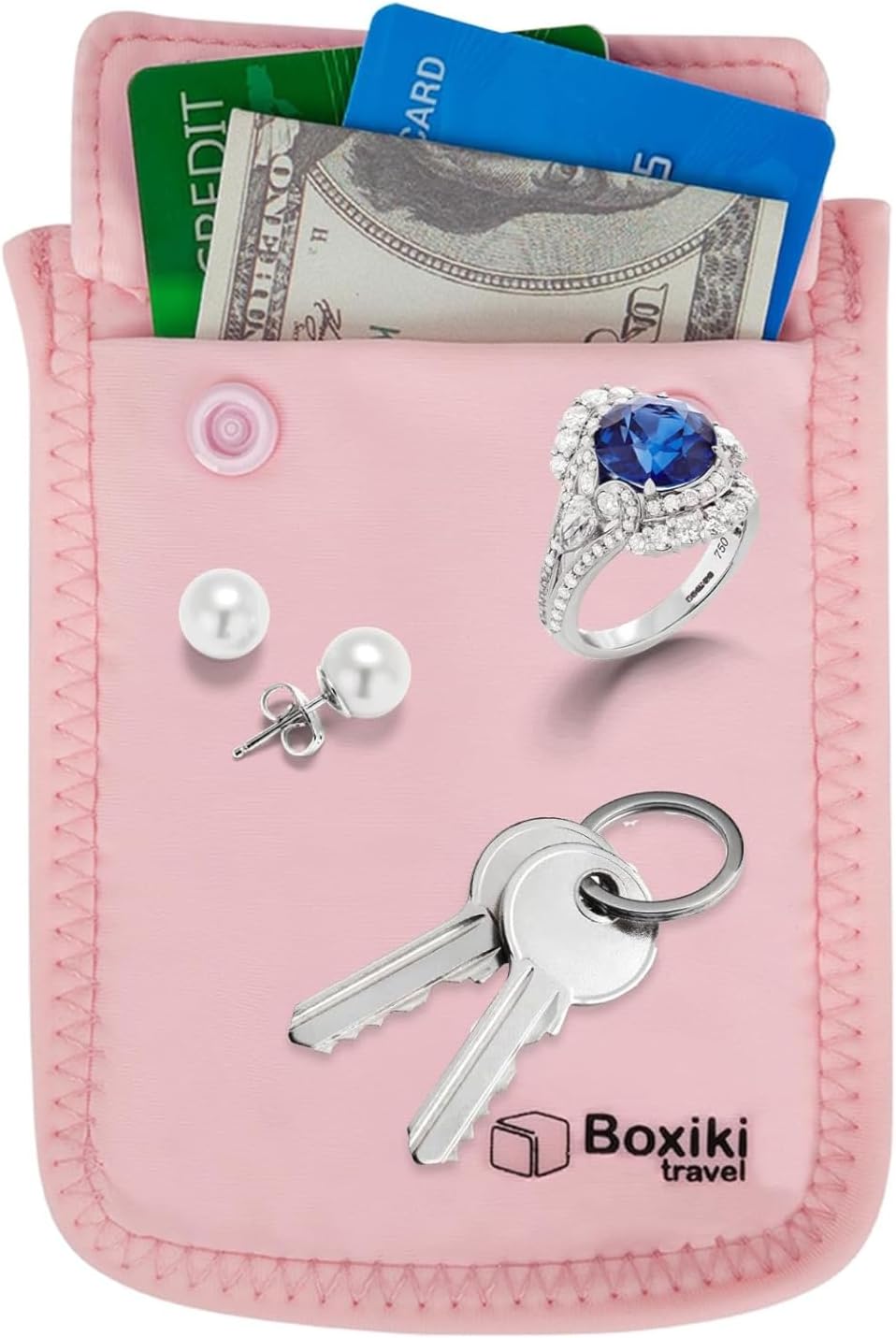 Hidden Travel Bra Wallet for Women - Money Pouch & Secret Pocket for Keys, Money & Valuables - Under Clothes Travel Pouch, Undercover Bra Stash - Pink