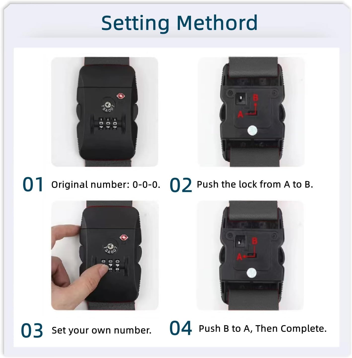 Travel Luggage Strap Adjustable Suitcase Packing Belt with TSA Combination Lock