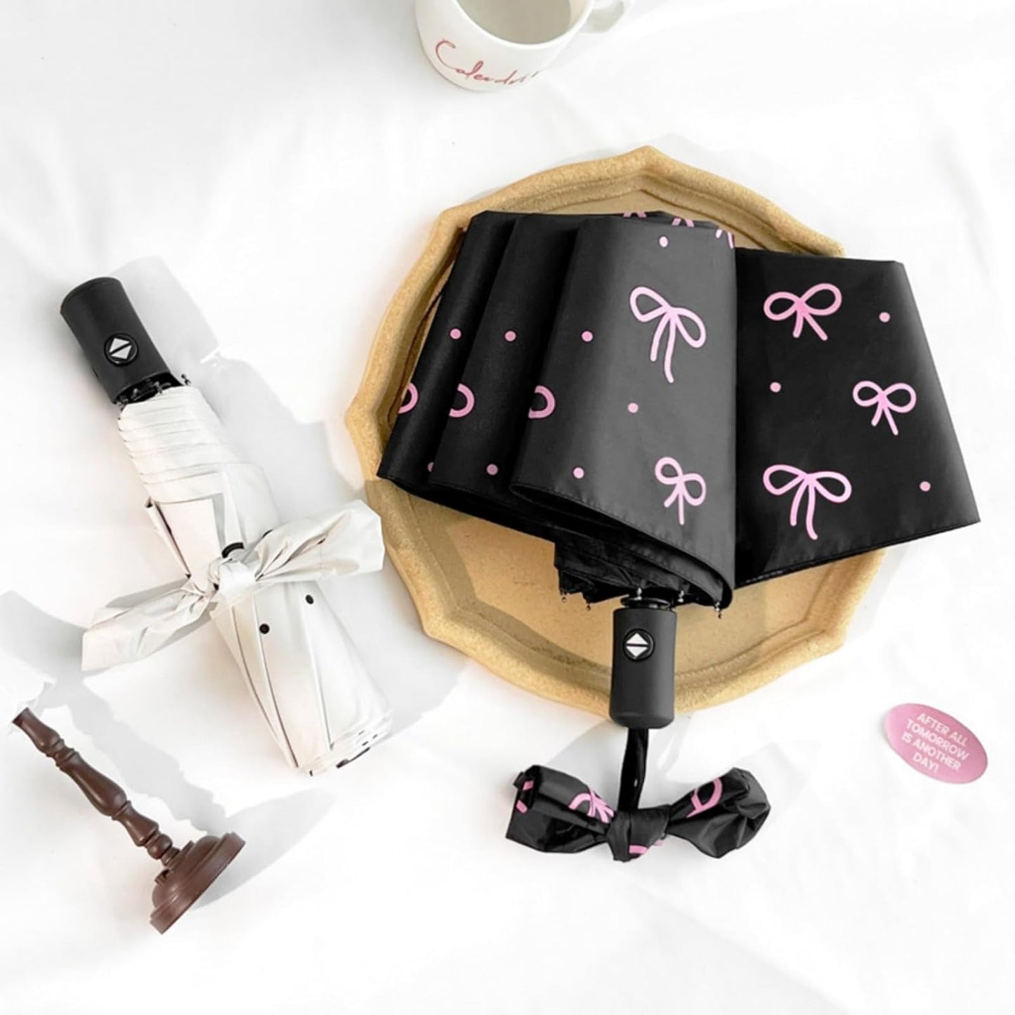Compact Cat Umbrella - Automatic Folding, Dual-Use Rain and Sun Protection, Black Coating Anti-UV