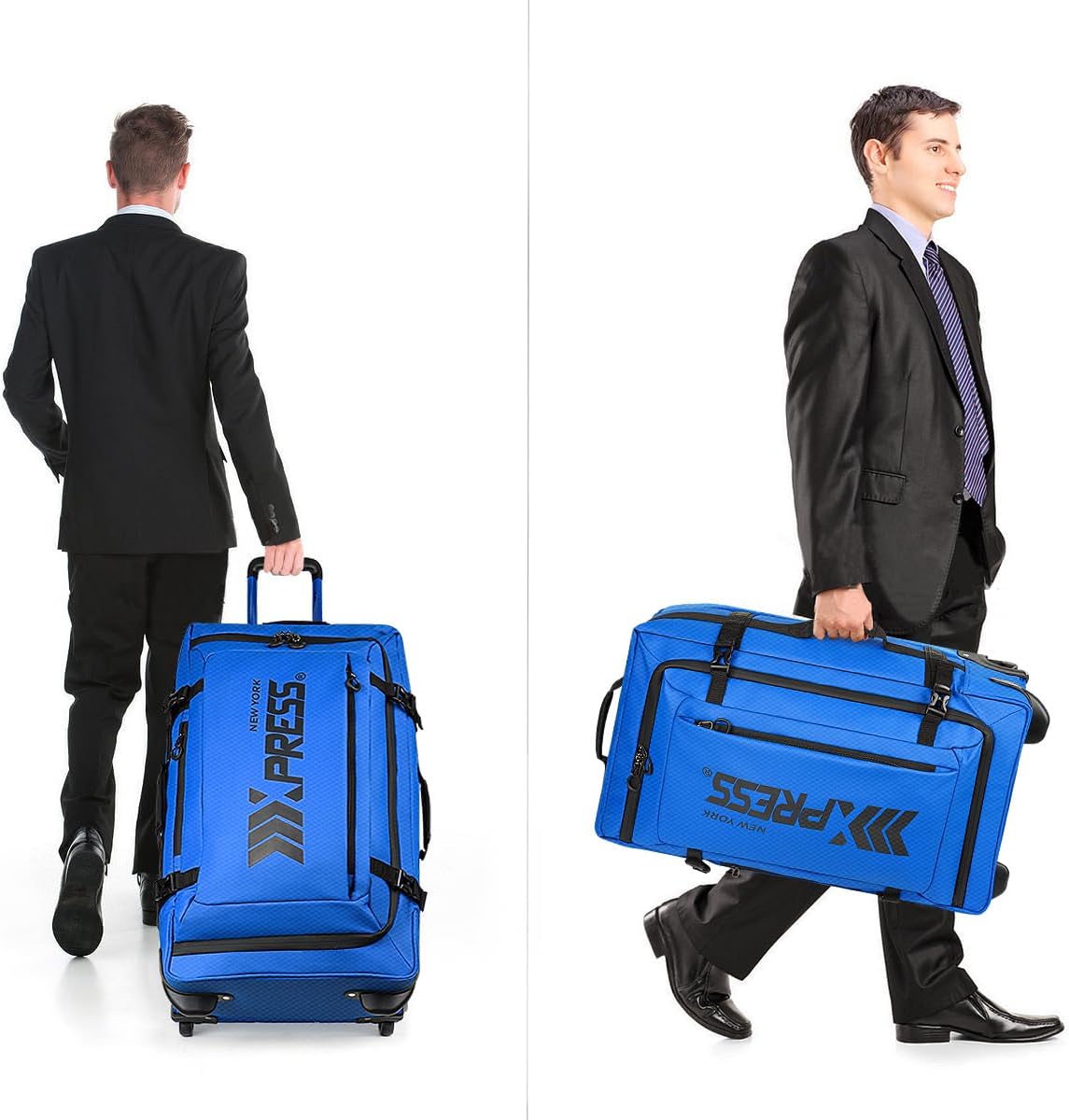 20'' Rolling Duffle Bag w/Wheels,Rolling Duffle Bag w/Handle,Carry on Luggage Travel Duffle Bags for Man Women(20,Blue)