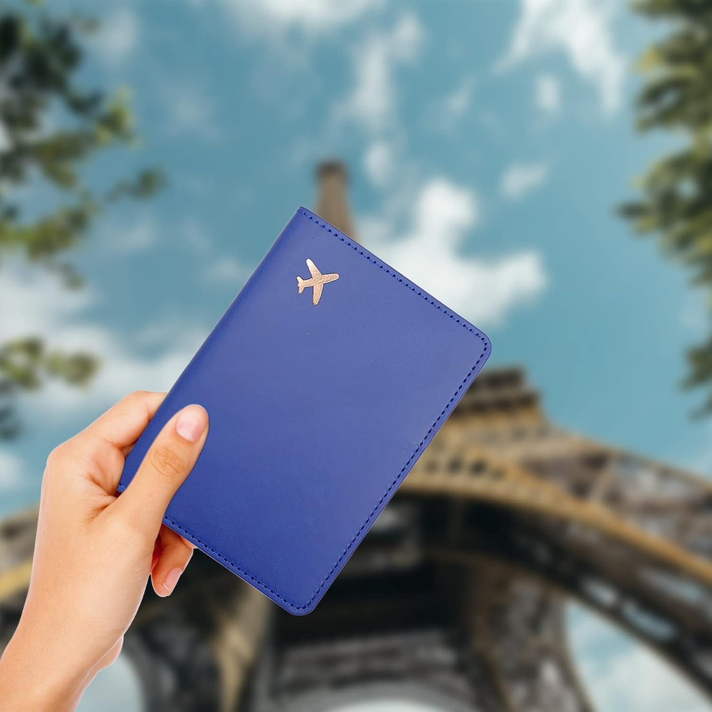 Deziliao Passport Wallet, Blue, Unisex, Faux Leather, Waterproof, Rfid Blocking, Slim, Lightweight, 20 Inch