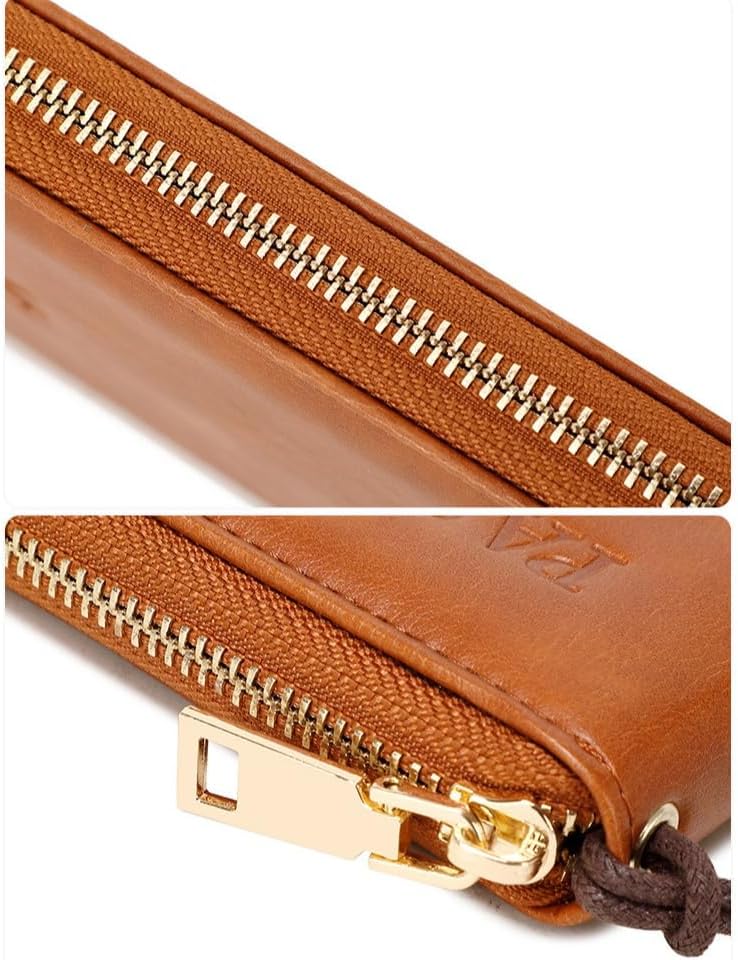 Unisex genuine leather wallet multifunctional RFID travel passport holder with protective cover (Brown)