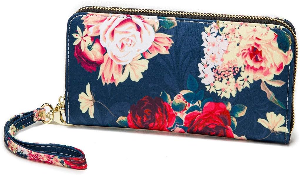 Women Wallet Card RFID For Womens Holder Blocking Credit Small Zipper Purse Pocket Bifold Slim Coin ID Ladies Wristlet Clutch Large Capacity Window Case Travel Zip Women's