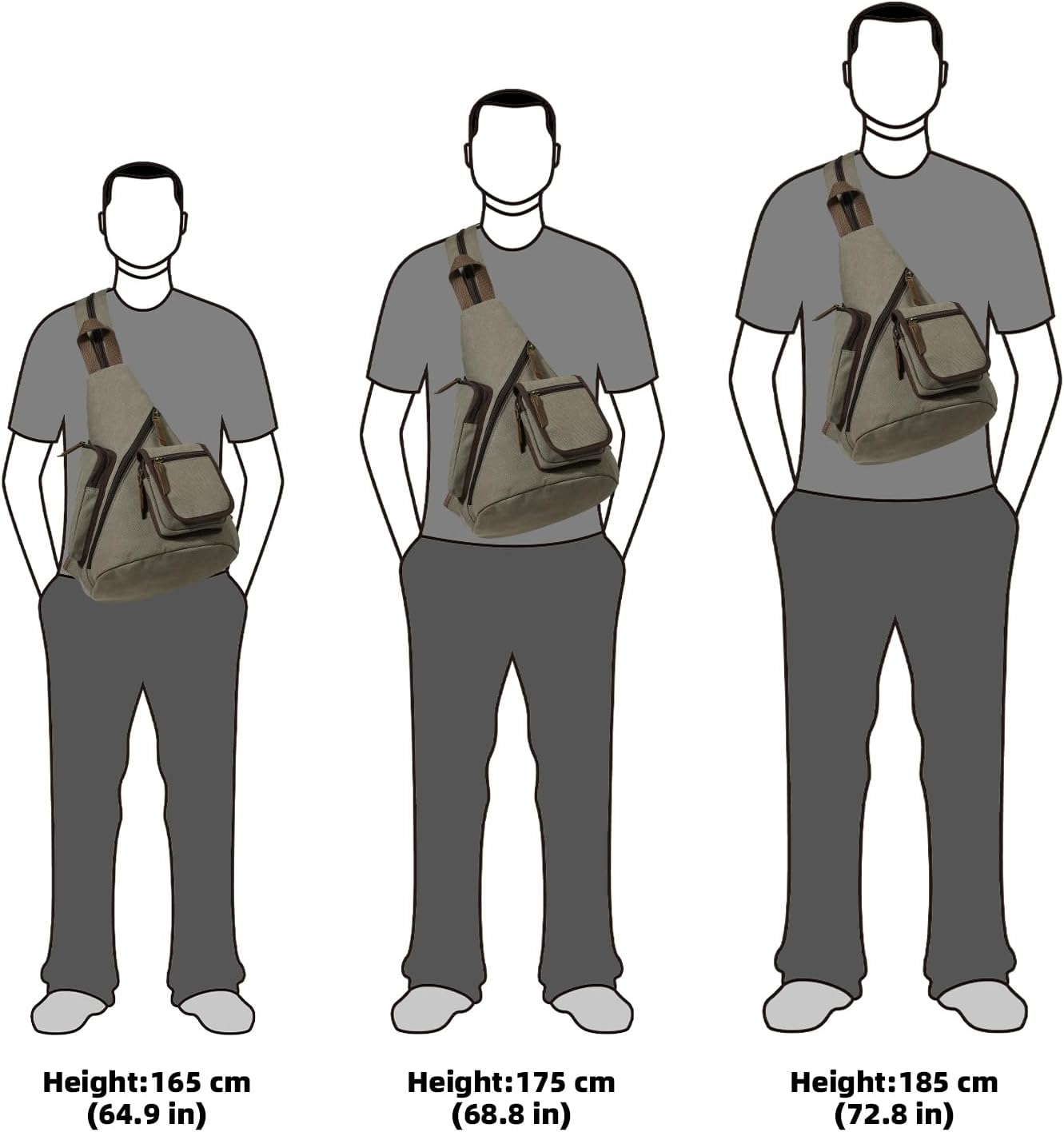 KL928 Canvas Sling Bag - Casual Crossbody Shoulder Daypack Rucksack Backpack for Men Women, Olive Green