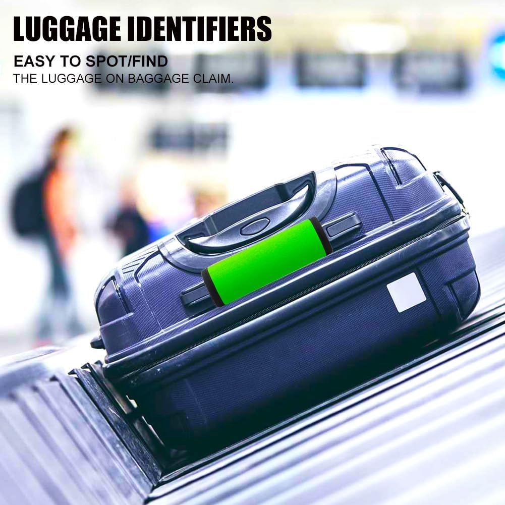 Luggage Handle Wrap 6 Pack-Neoprene Luggage Handle Wraps for Suitcase/Beach Bag/Backpacks Bright Suitcase Identifiers Travel Accessories for Airplane (Neon Green)