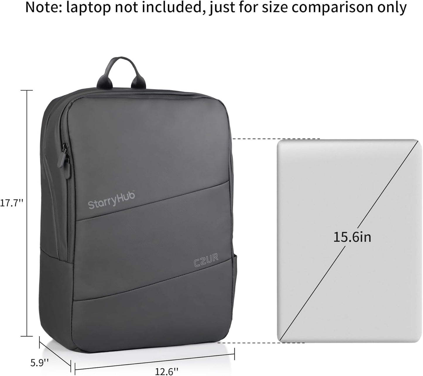 CZUR Business Travel Backpack for Men, Black Water Resistant Laptop Backpack, High Capacity Work Backpack Fits 17.3 Inch Laptop