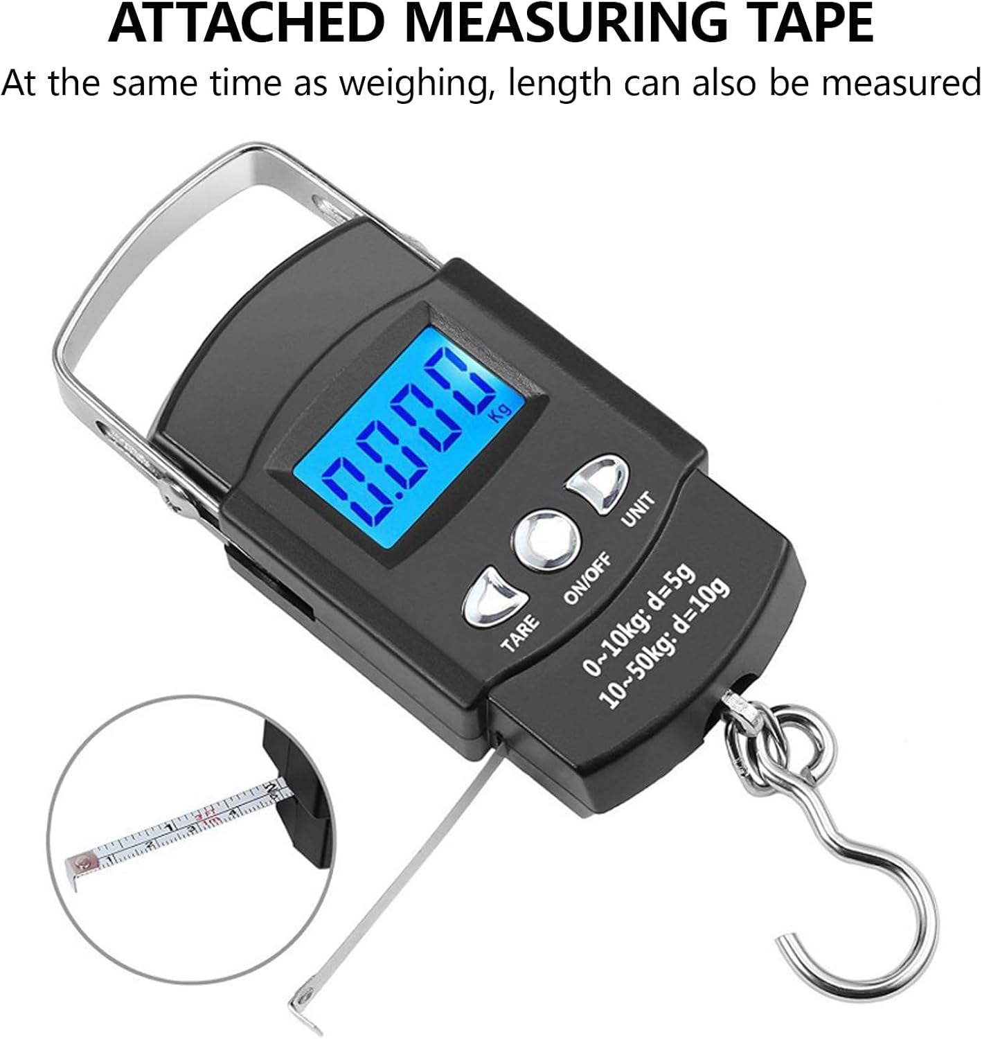 Portable Luggage Scale Electronic Weighing Digital Scale Fishing Hanging Hook Scale Tool Fishing for Men Women