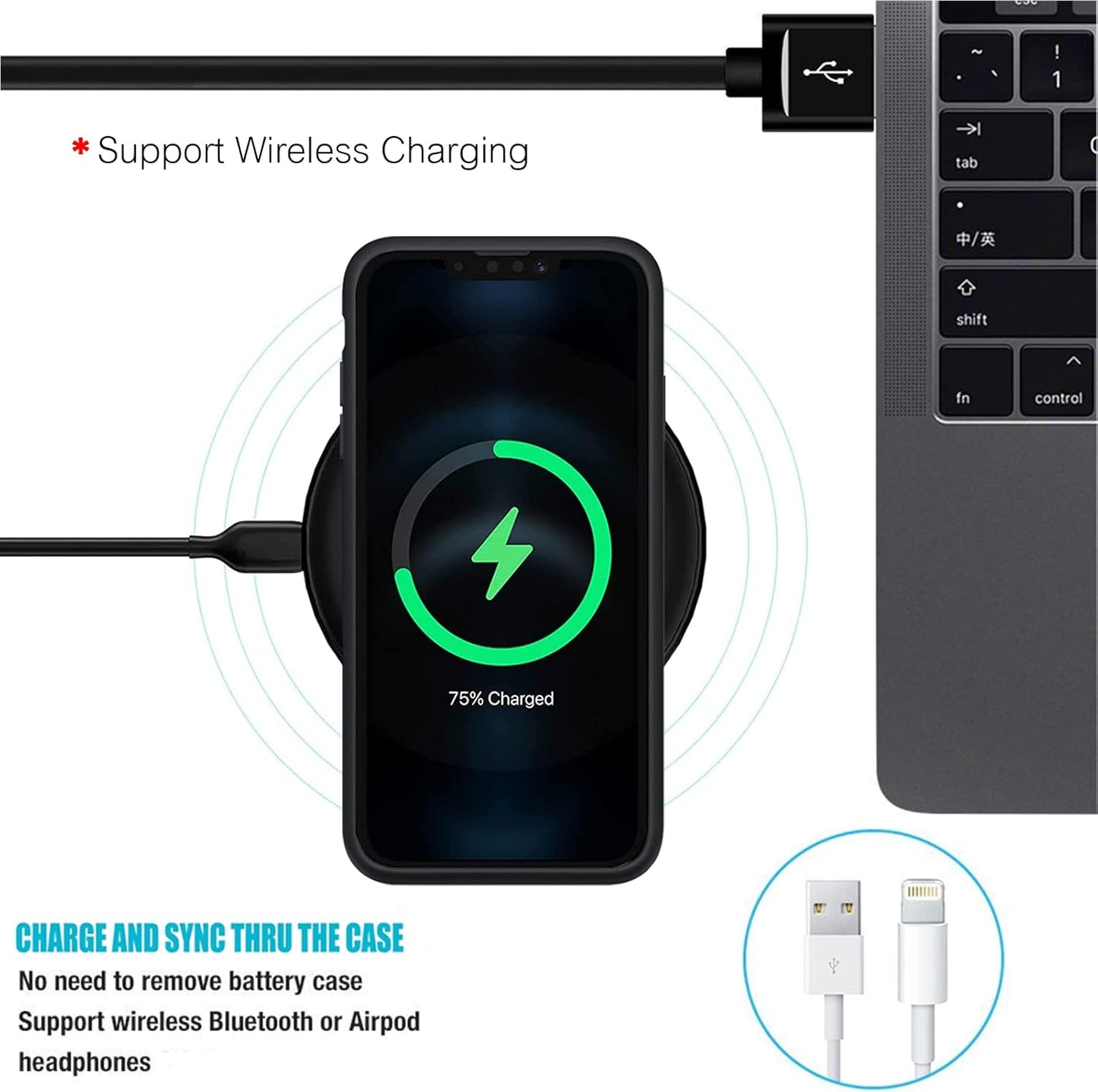 Battery Case for iPhone 13 Pro Max, Full Encircle 10800mAh High Capacity Rechargeable Portable Charger Case Extended Battery Compatible with iPhone 13 Pro Max (6.7 inch) Wireless Charging Case-Black