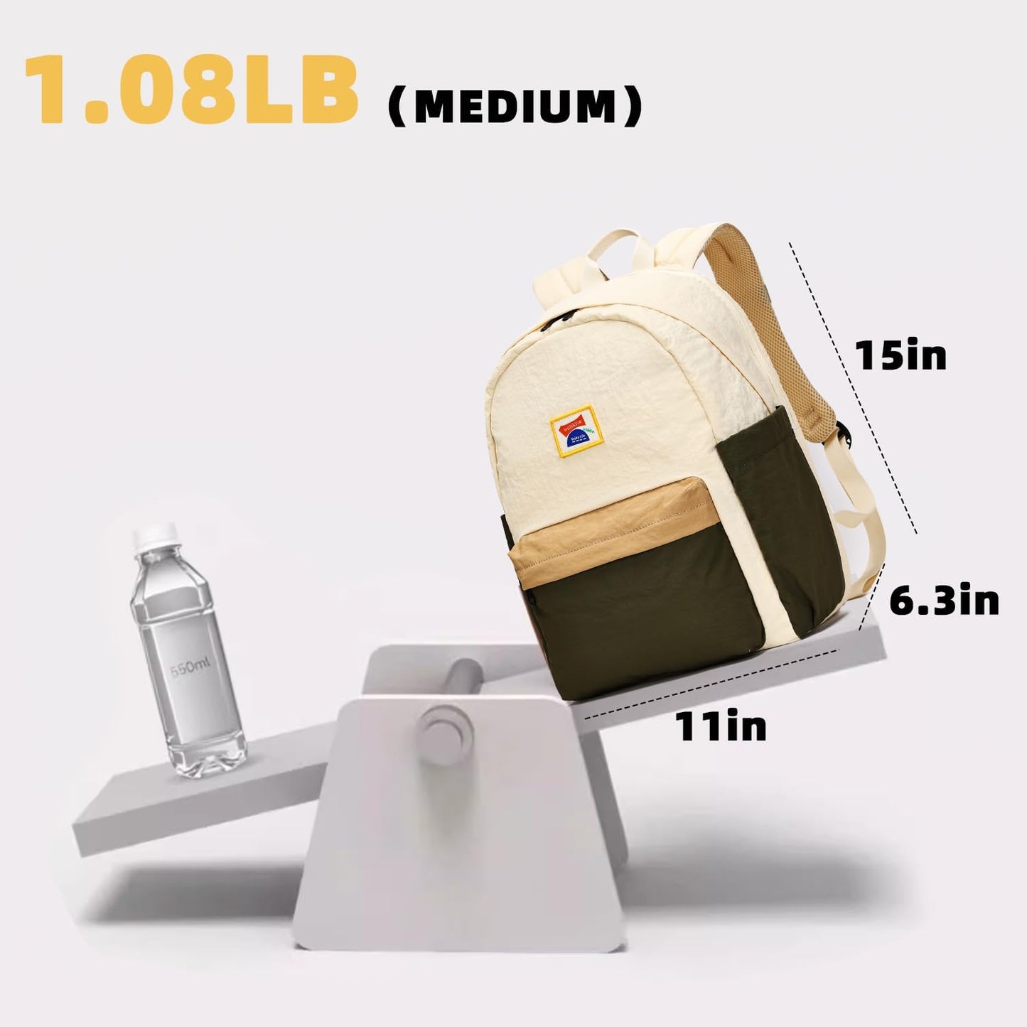 willikiva Kids Backpack for School Boys Girls Teens Toddler Backpack Waterproof Kindergarten Preschool Elementary Bookbag Children Travel Bag(Off White Deep Green,Medium)