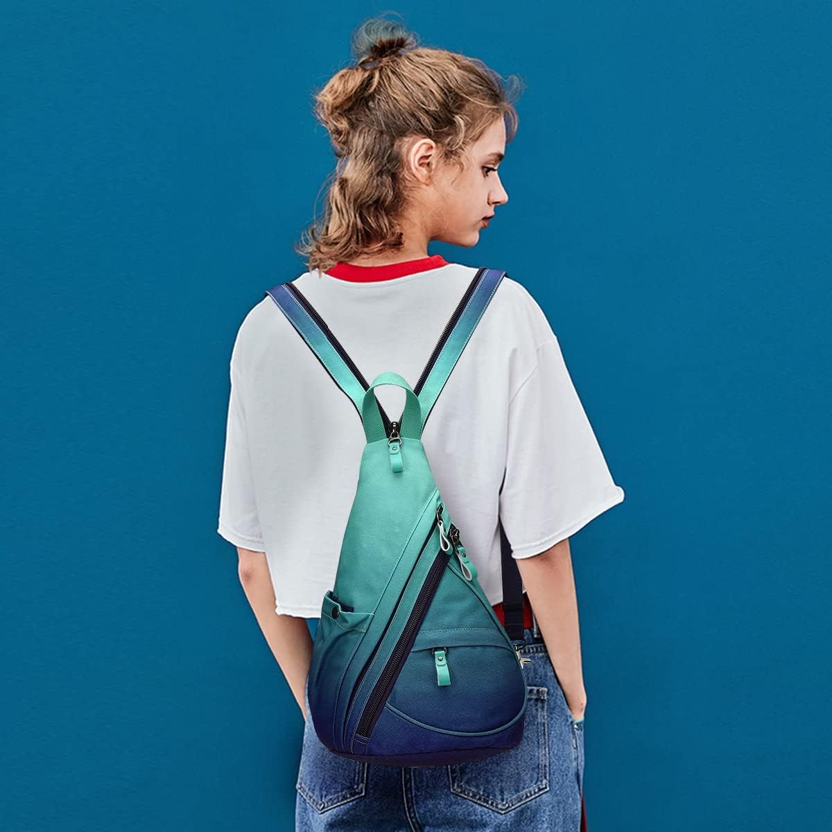 KL928 Canvas Sling Bag - Small Crossbody Backpack Shoulder Casual Daypack Rucksack for Men Women(Large Version)