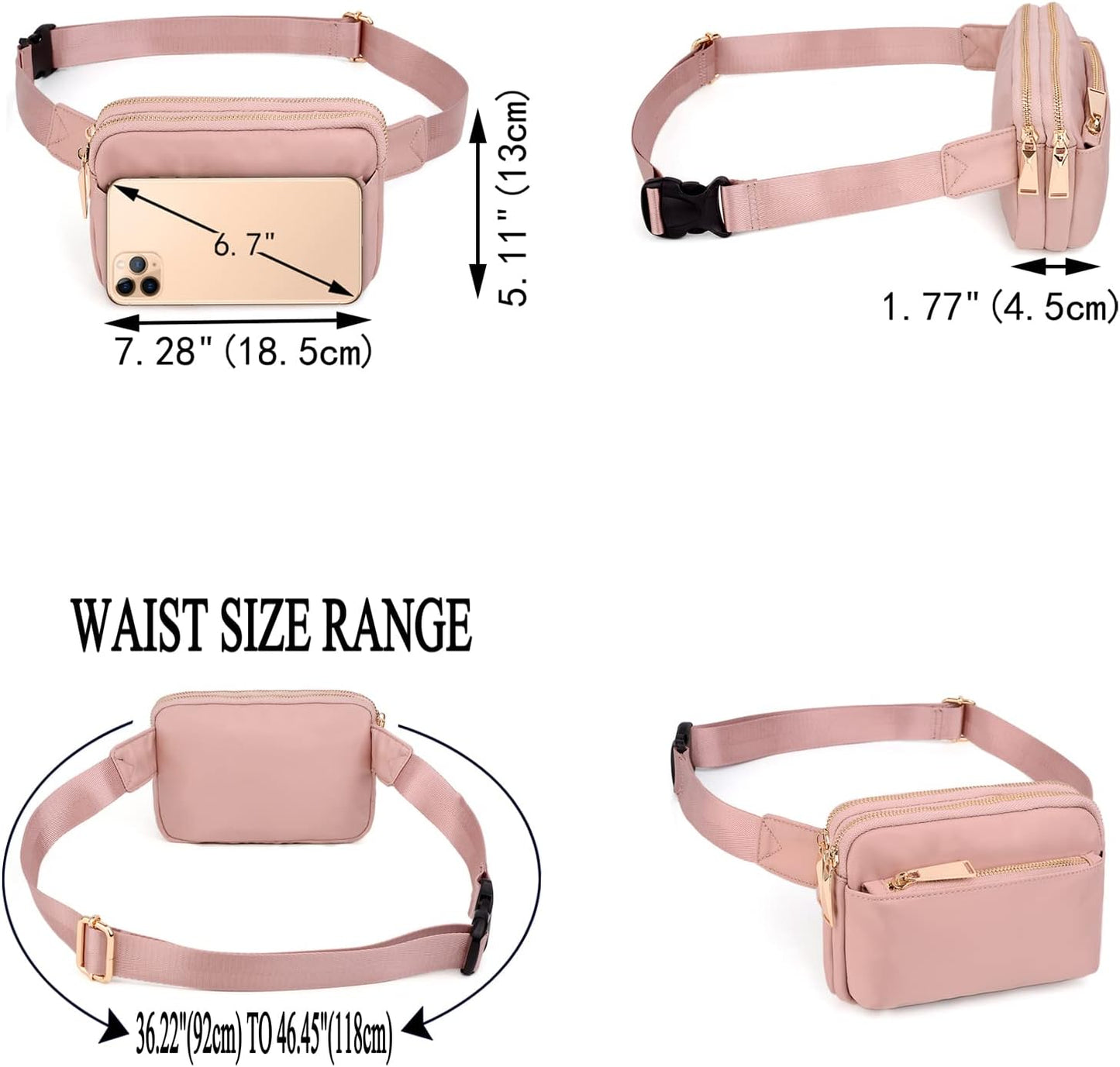 UTO Fanny Pack for Women Crossbody Trendy Fashion Belt Purse Chest Waist Hip Bumbag for Outdoor Shopping Travel Hiking