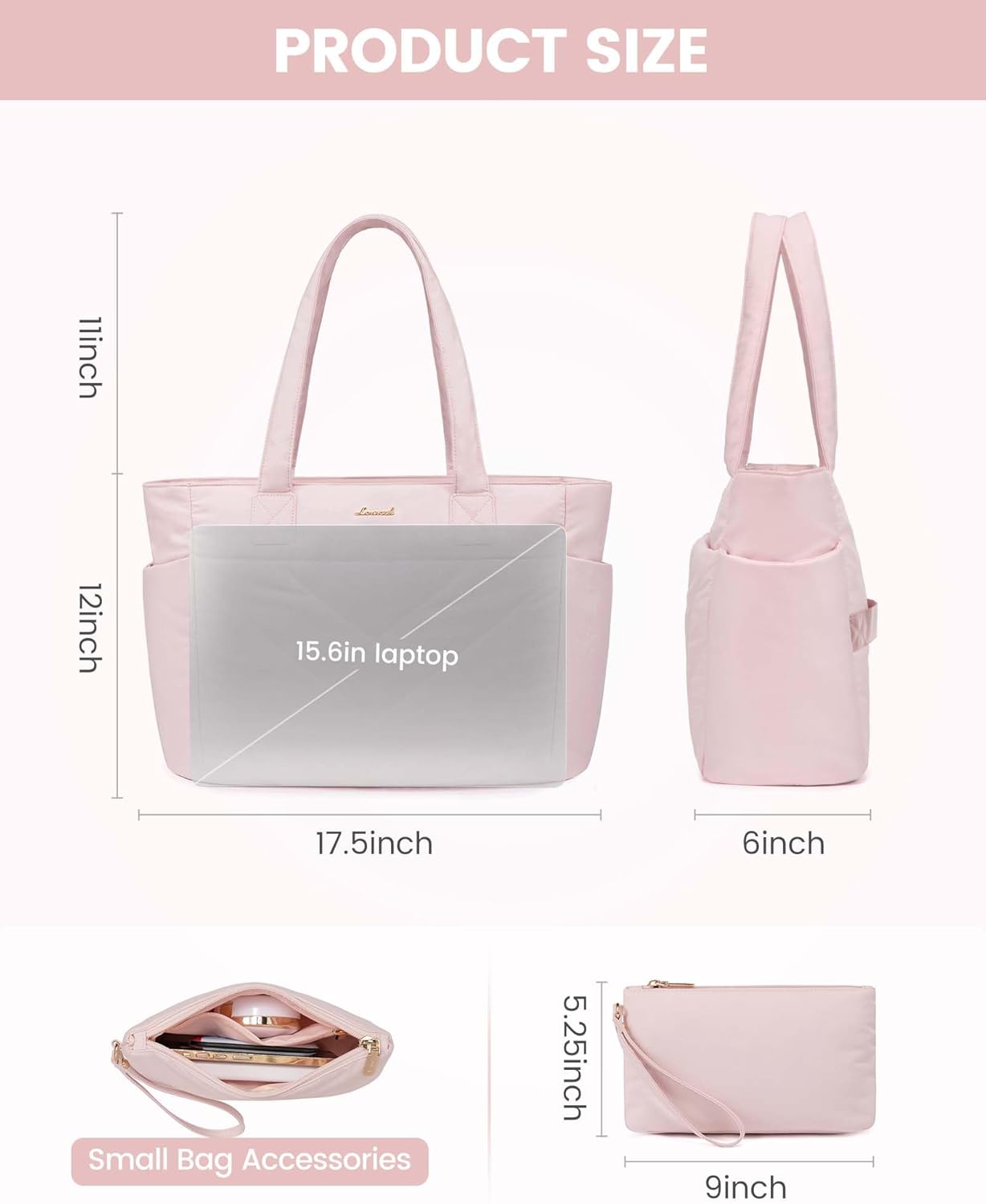 LOVEVOOK Tote Bag for Women, Puffer Work Travel Handbag with Zipper for Teacher Nurse, Quilted Cute Laptop Shoulder Gym Bag