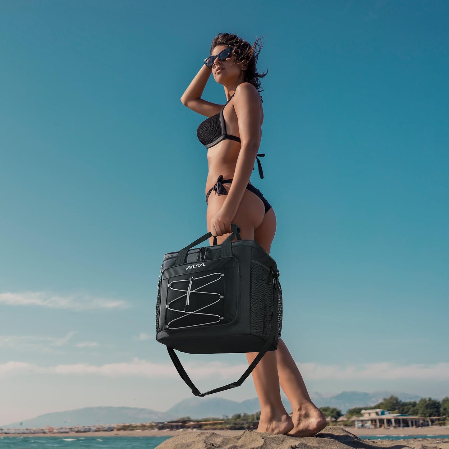 RealCool 35 Can Collapsible Soft Cooler, Leakproof Insulated Ice Chest Bag