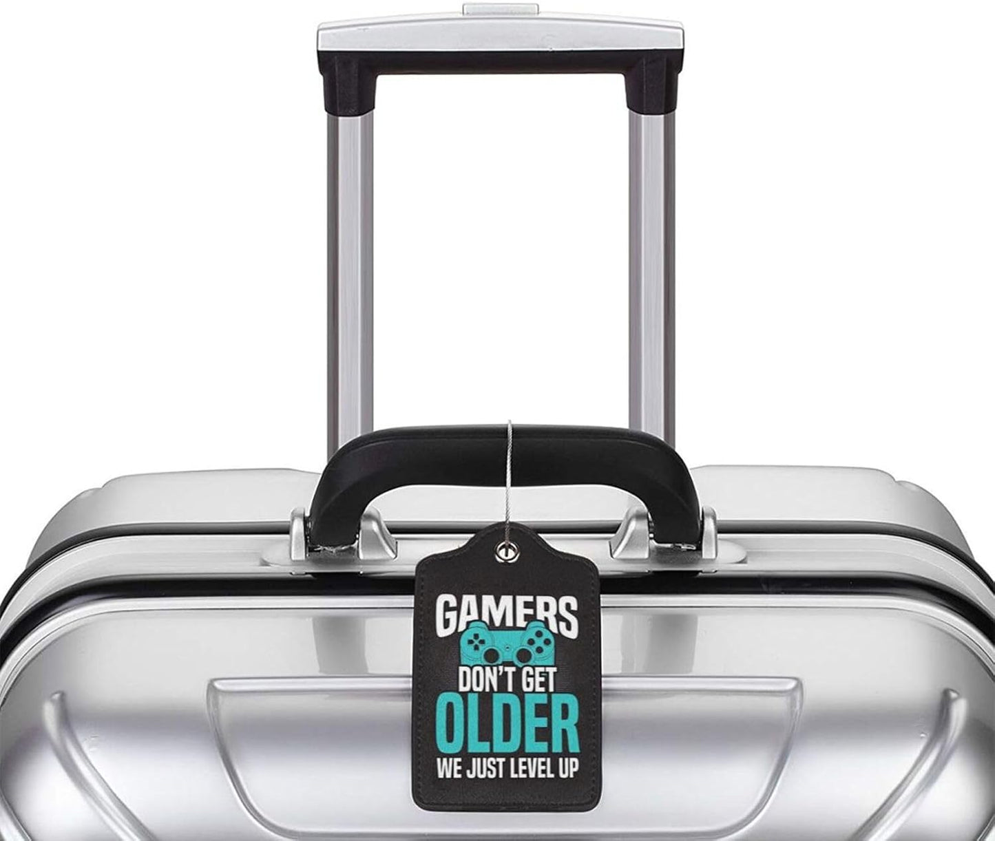 2 Pack Luggage Tags for Suitcase, Privacy Cover ID Label with Stainless Steel and Address Card for Travel Bag Backpack Cruise Ship Essentials Tag Boys Girls Kids Teens - Gamers We Just Level Up