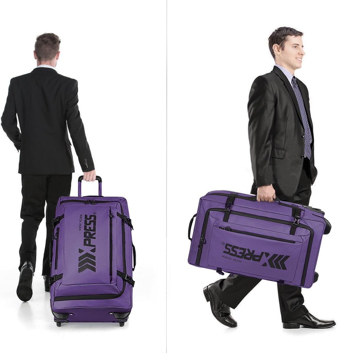 30'' Expandable Rolling Duffle Bag with Wheels,Expandable For Up to 15% More Space,Rolling Duffle Bag w/Handle,Carry on Luggage Travel Duffle Bags for Man Women#Purple