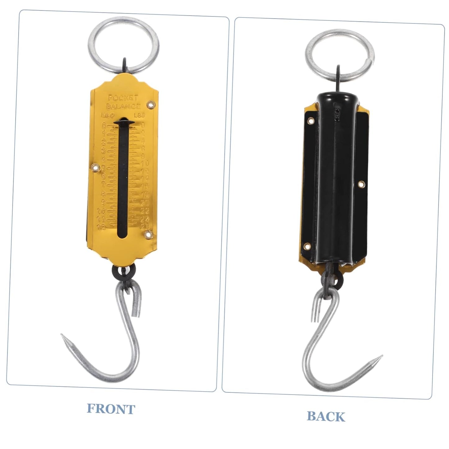Mikikit 4pcs Portable Spring Scale Weight Measurement Hook for Kitchen Fishing to Use Mechanical Design No Batteries Required Hanging Scale