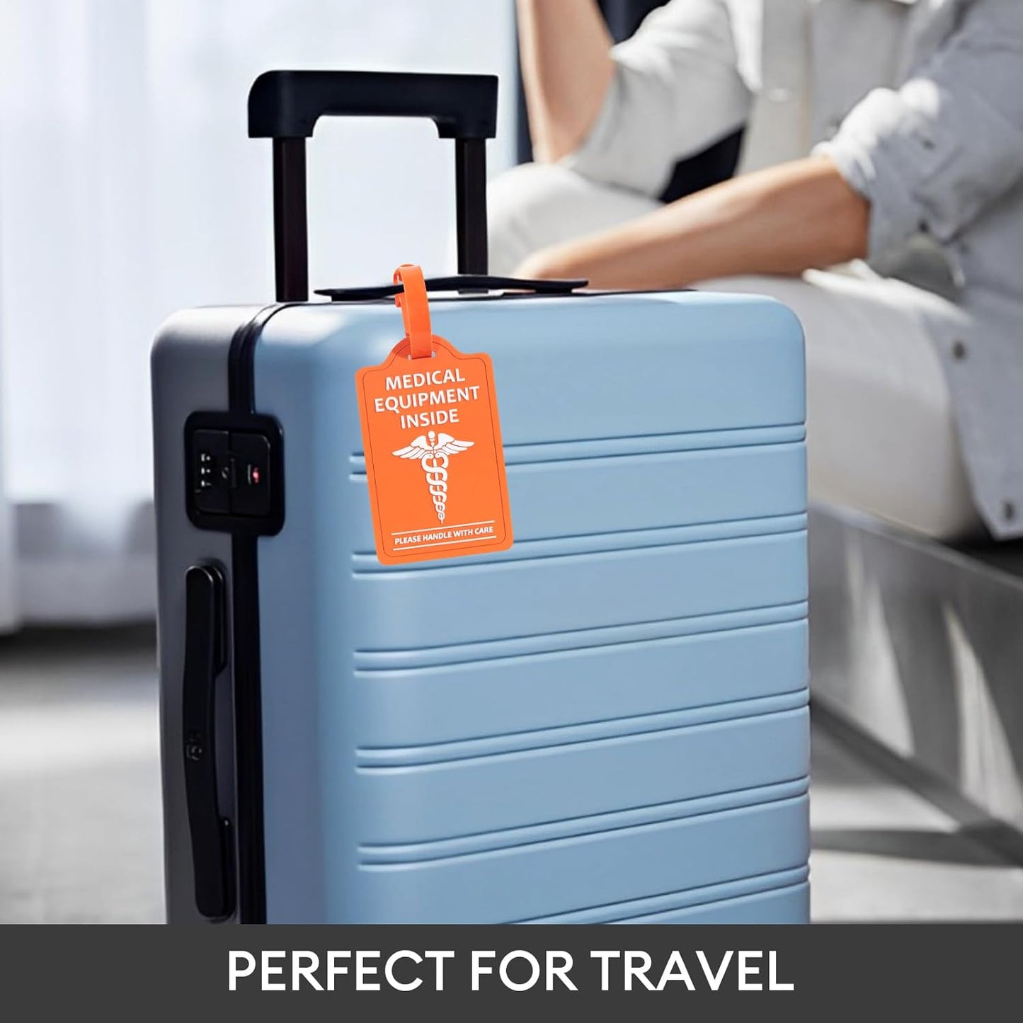 YULEAXIE Medical Equipment Luggage Tags (2-Pack) – TSA Approved Bright Orange & Blue Alert Tags for CPAP Devices, Mobility Equipment & Travel Bags – 4.25" x 2.59" Easy-Identify Medical ID Tags