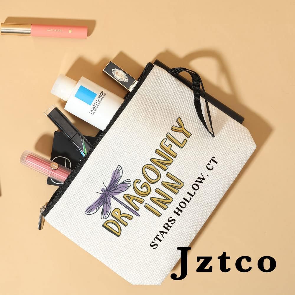 Jztco Dragonfly I-nn Gil-more Girls Merchandise Dragonfly Inn Stars Hollow Makeup Bag Inspirational Gifts for Women Gil-more Girls Lover Gifts Birthday Christmas Thanksgiving Gifts for Women Friends